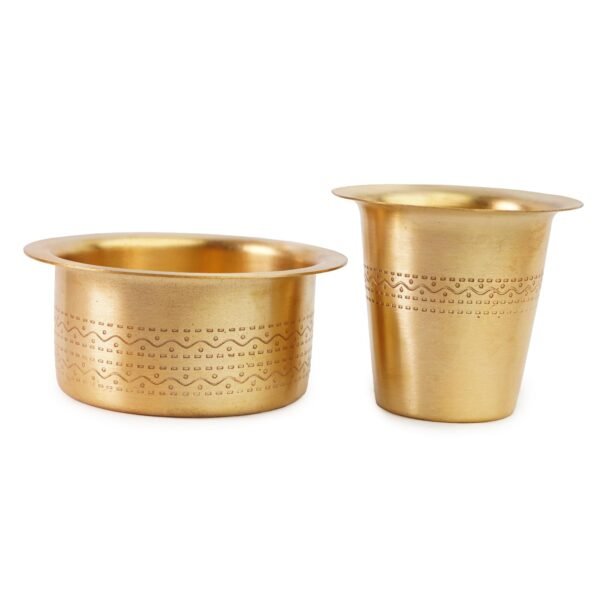 COPRASIA South Indian Brass Filter Coffee Tumbler and Dabra Set – Traditional Coffee Serving Set - Image 9