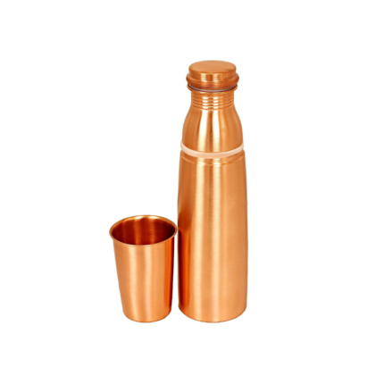 COPRASIA Pure Copper Water Bottle with Copper Glass – Handmade Ayurvedic Hydration Set