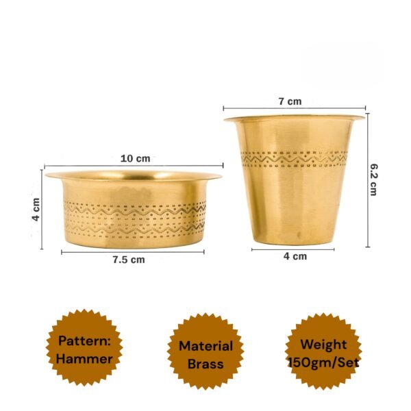 COPRASIA South Indian Brass Filter Coffee Tumbler and Dabra Set – Traditional Coffee Serving Set - Image 11