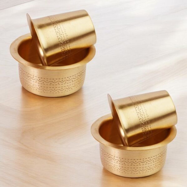 COPRASIA South Indian Brass Filter Coffee Tumbler and Dabra Set – Traditional Coffee Serving Set - Image 3