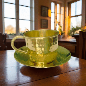 COPRASIA Handmade Brass Tea Cup and Saucer Set – Vintage Luxury Tea Serving Set