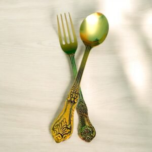 COPRASIA Handmade Brass Table Spoon and Fork Set – Elegant Vintage Dining Cutlery