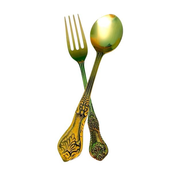 COPRASIA Handmade Brass Table Spoon and Fork Set – Elegant Vintage Dining Cutlery - Image 6