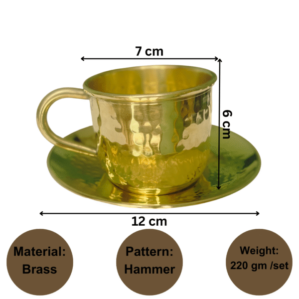 COPRASIA Handmade Brass Tea Cup and Saucer Set – Vintage Luxury Tea Serving Set - Image 10