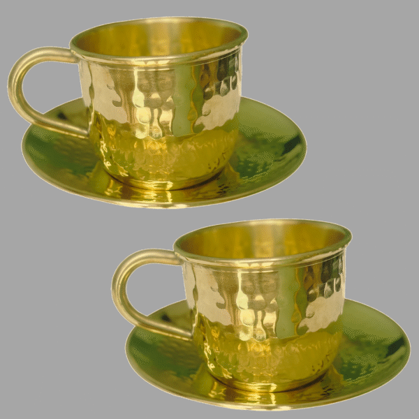 COPRASIA Handmade Brass Tea Cup and Saucer Set – Vintage Luxury Tea Serving Set - Image 3