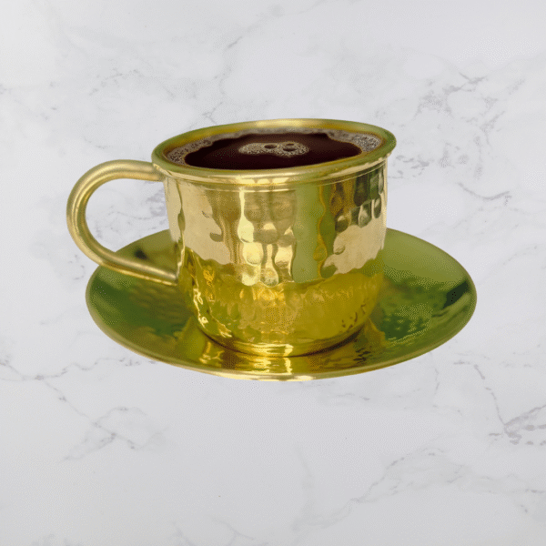 COPRASIA Handmade Brass Tea Cup and Saucer Set – Vintage Luxury Tea Serving Set - Image 6