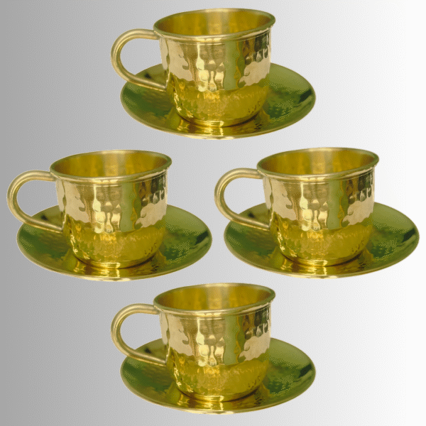 COPRASIA Handmade Brass Tea Cup and Saucer Set – Vintage Luxury Tea Serving Set - Image 4