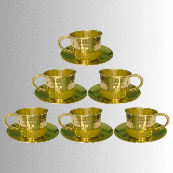 COPRASIA Handmade Brass Tea Cup and Saucer Set – Vintage Luxury Tea Serving Set - Image 5