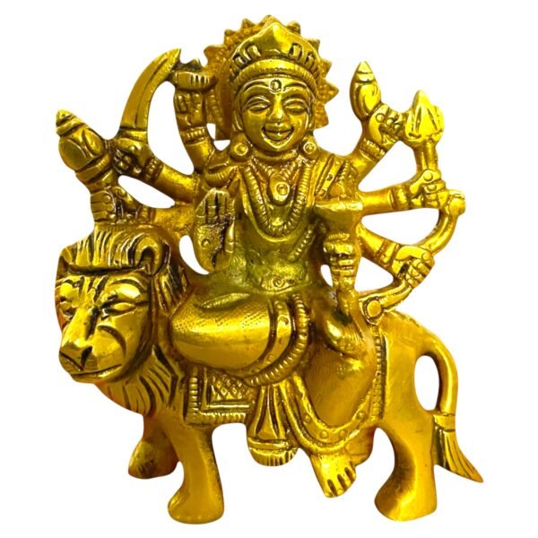 COPRASIA 4-Inch Brass Mata Durga Idol without Pawti – Handcrafted Hindu Goddess Statue for Puja, Navratri & Home Temple - Image 2