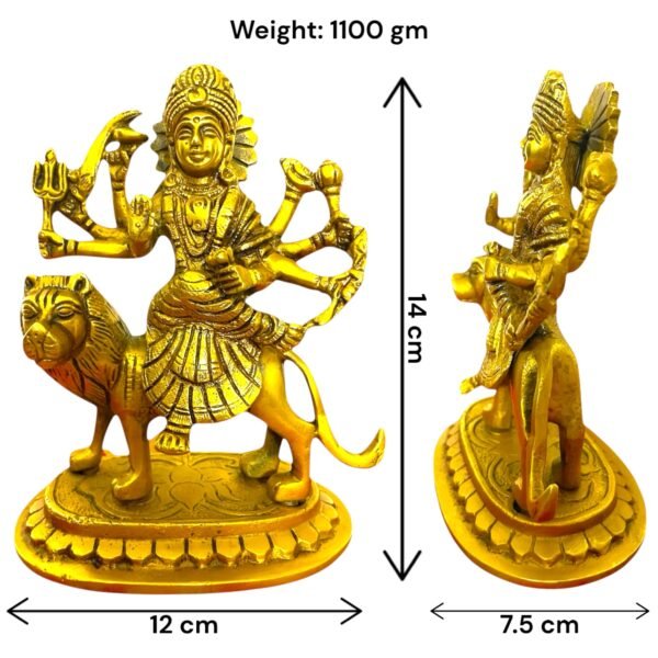 COPRASIA 6-Inch Brass Mata Durga Idol – Handcrafted Hindu Goddess Statue for Puja, Navratri & Home Temple - Image 6