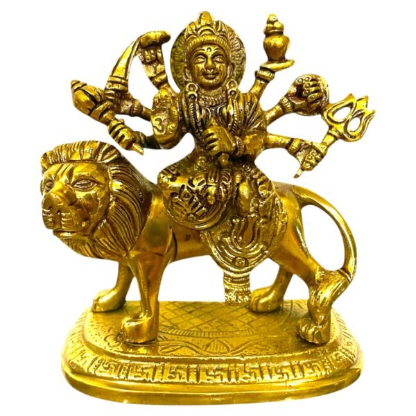 COPRASIA 5.5-Inch Brass Mata Durga Idol – Handcrafted Hindu Goddess Statue for Puja, Navratri & Home Temple - Image 2