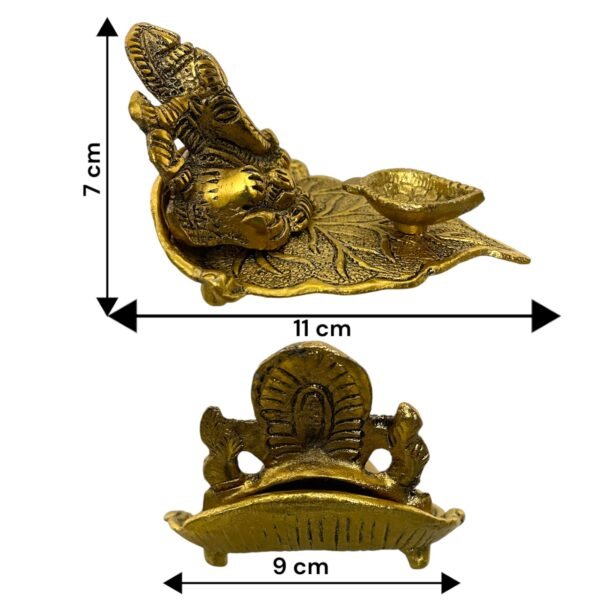 COPRASIA Ganesh Leaf Diya – Traditional Oil Lamp with Lord Ganesha Idol for Puja & Festive Decor - Image 7