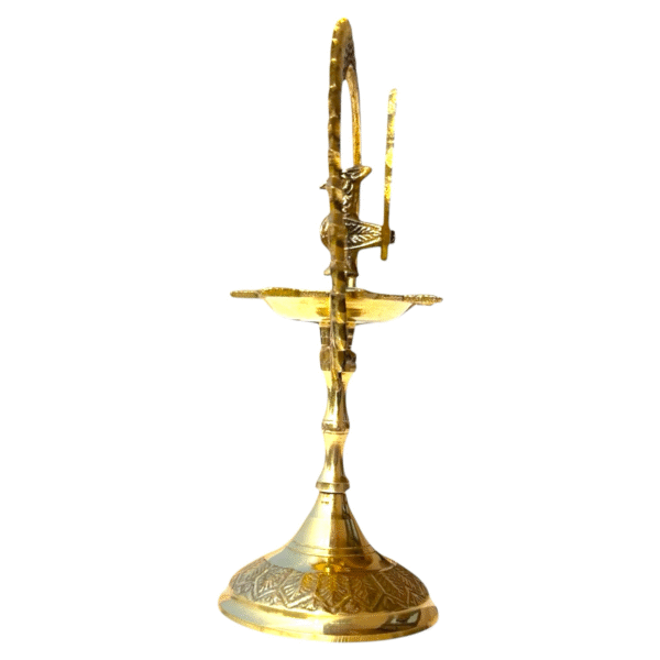 COPRASIA Brass Kerala Fancy More Kiran Diya – Traditional Peacock Oil Lamp for Puja & Home Decor - Image 4