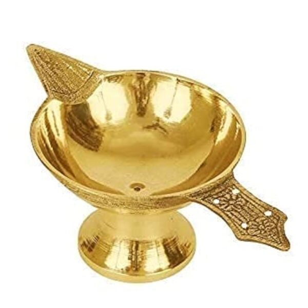 COPRASIA Brass Laxmi Diya (Pack of 2) – Traditional Oil Lamp with Goddess Lakshmi for Puja & Diwali - Image 4