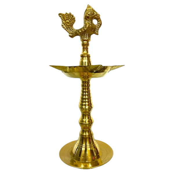 COPRASIA Brass Kerala Fancy Cock Diya – Traditional Peacock Oil Lamp for Puja & Home Decor - Image 2
