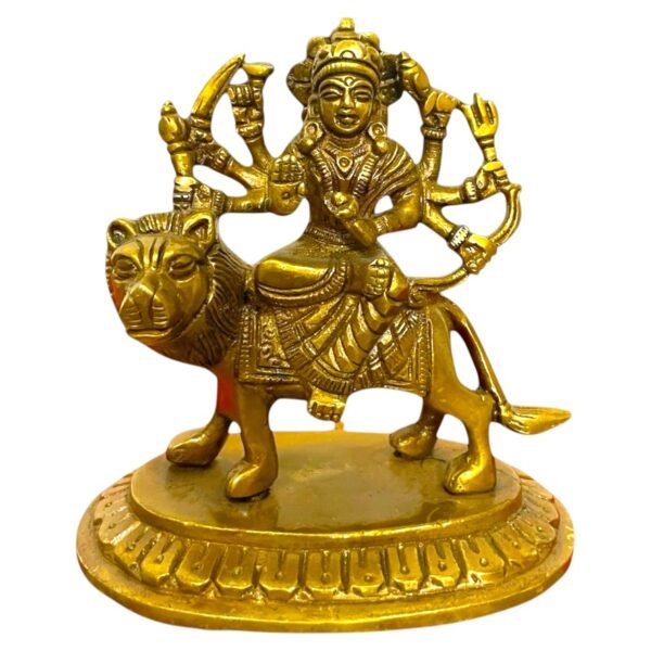 COPRASIA 4.5-Inch Brass Mata Durga Idol – Handcrafted Hindu Goddess Statue for Puja, Navratri & Home Temple - Image 2