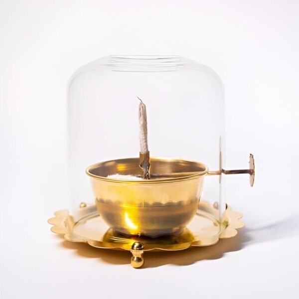 COPRASIA Brass Akhand Jyoti Diya with Glass Cover & Adjustable Bati – Long-Lasting Oil Lamp for Puja & Home Temple - Image 6