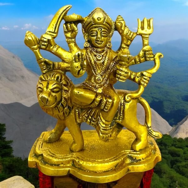 COPRASIA 4-Inch Brass Mata Durga Idol – Handcrafted Hindu Goddess Statue for Puja, Navratri & Home Temple
