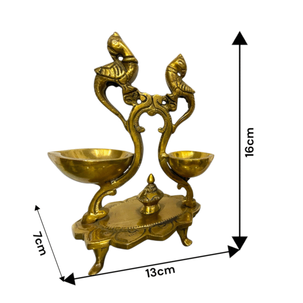 COPRASIA Handcrafted Brass Dual Bird Diya – Traditional Oil Lamp for Puja & Festive Decor - Image 4