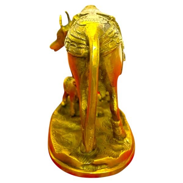 COPRASIA Brass Kamadhenu Mata Idol (15 cm) – Sacred Cow with Calf Statue for Puja, Vastu & Home Decor - Image 3