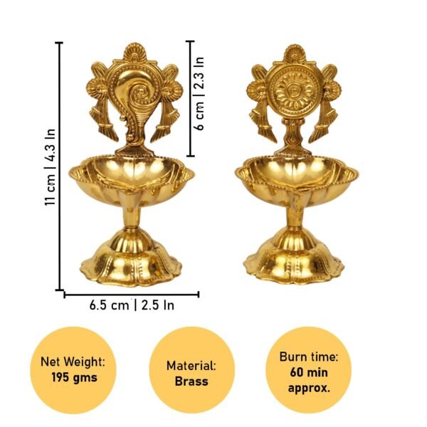 COPRASIA Brass Shankh Chakra Diya – Sacred Oil Lamp for Puja, Vastu & Temple Decor - Image 6
