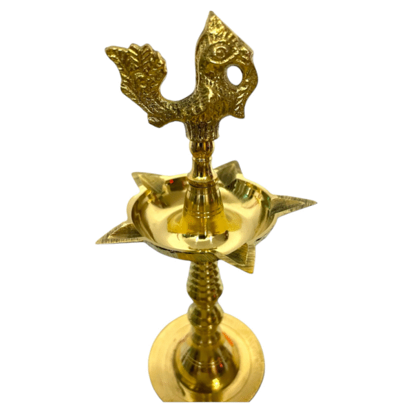 COPRASIA Brass Kerala Fancy Cock Diya – Traditional Peacock Oil Lamp for Puja & Home Decor - Image 3