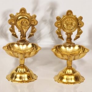 COPRASIA Brass Shankh Chakra Diya – Sacred Oil Lamp for Puja, Vastu & Temple Decor