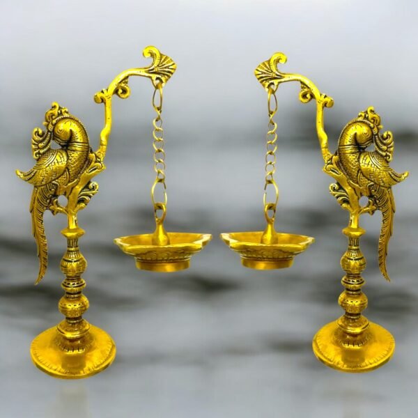 COPRASIA Brass Bird Hanging Diya – Traditional Wall Hanging Oil Lamp for Puja & Decor - Image 5