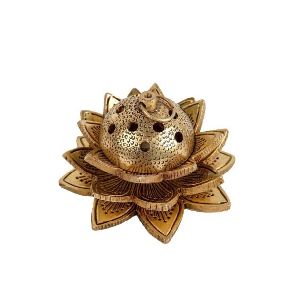 COPRASIA Brass Lotus Loban Burner – Traditional Dhoop & Incense Holder for Puja & Aromatherapy - Image 4