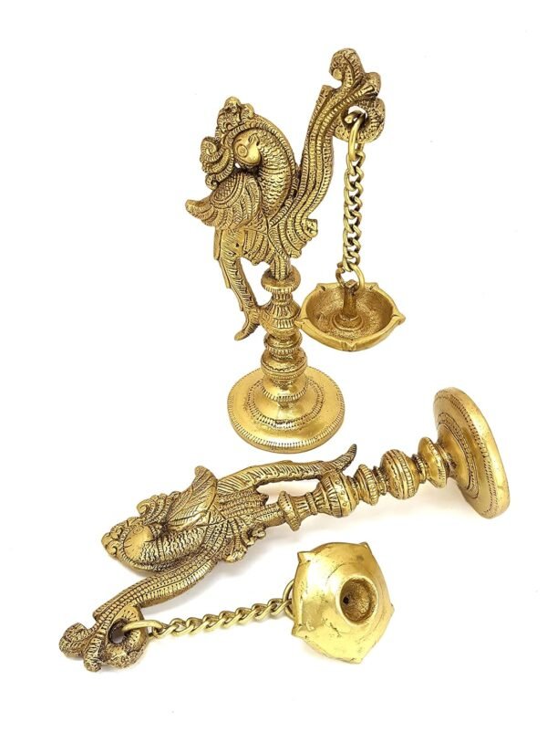 COPRASIA Brass Bird Hanging Diya – Traditional Wall Hanging Oil Lamp for Puja & Decor - Image 9