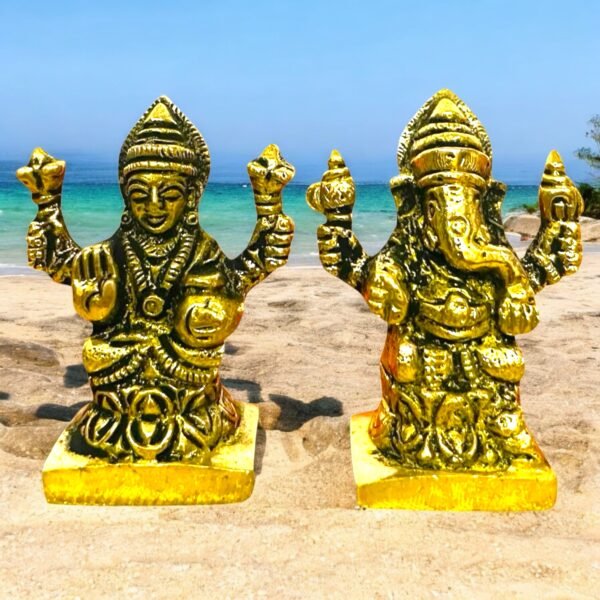 COPRASIA Brass Ganesh Laxmi Idols – Small