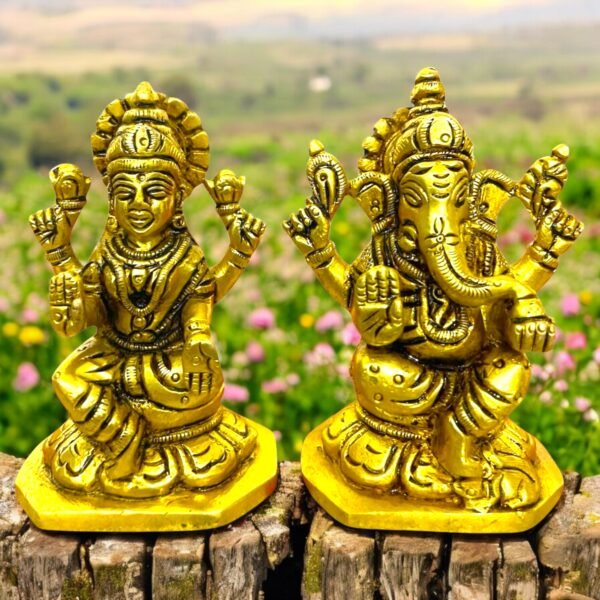 COPRASIA Brass Ganesh Laxmi Idols – Medium