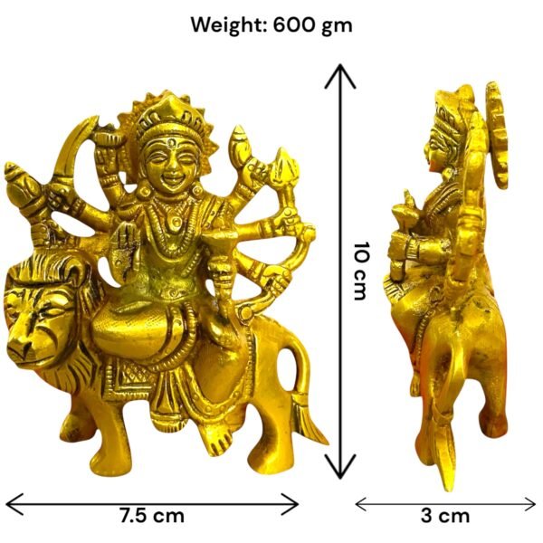 COPRASIA 4-Inch Brass Mata Durga Idol without Pawti – Handcrafted Hindu Goddess Statue for Puja, Navratri & Home Temple - Image 6