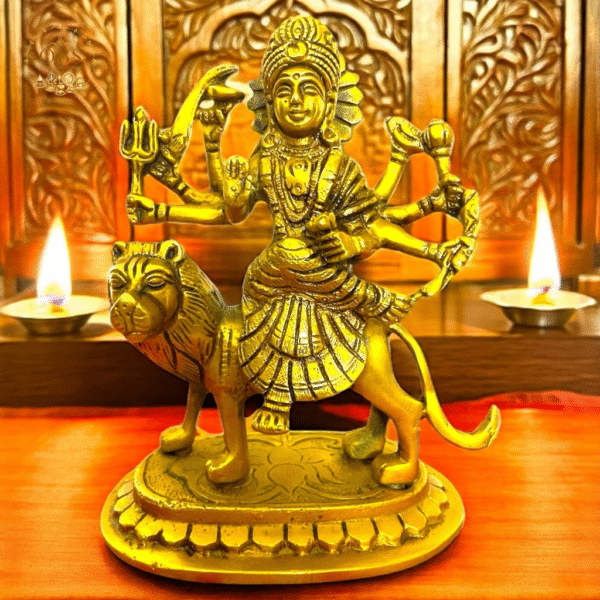 COPRASIA 6-Inch Brass Mata Durga Idol – Handcrafted Hindu Goddess Statue for Puja, Navratri & Home Temple