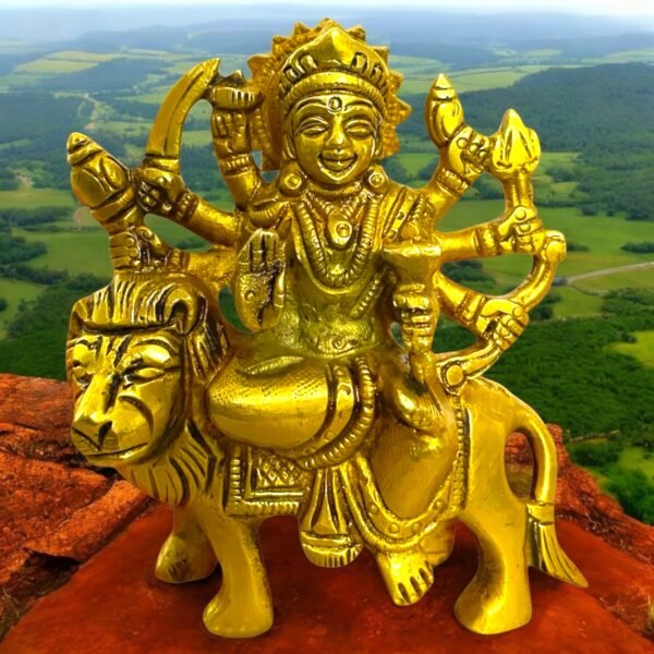 COPRASIA 4-Inch Brass Mata Durga Idol without Pawti – Handcrafted Hindu Goddess Statue for Puja, Navratri & Home Temple