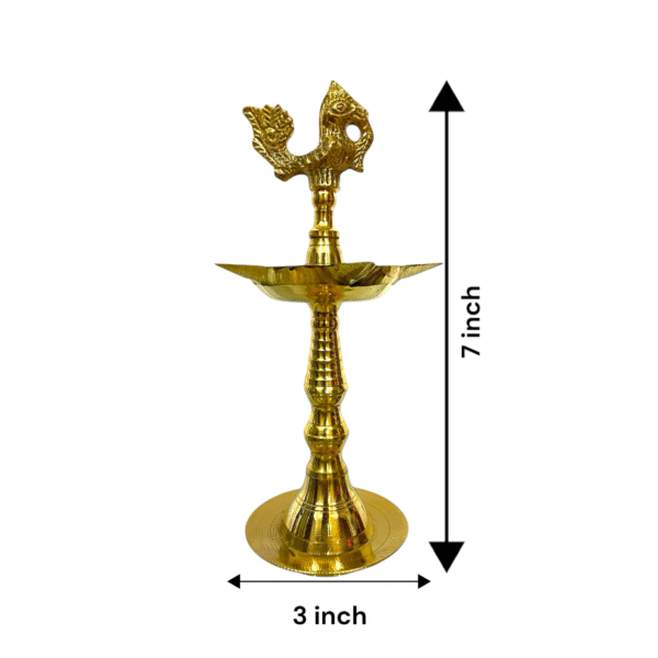 COPRASIA Brass Kerala Fancy Cock Diya – Traditional Peacock Oil Lamp for Puja & Home Decor - Image 5