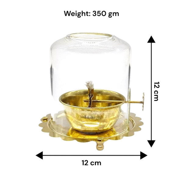 COPRASIA Brass Akhand Jyoti Diya with Glass Cover & Adjustable Bati – Long-Lasting Oil Lamp for Puja & Home Temple - Image 7