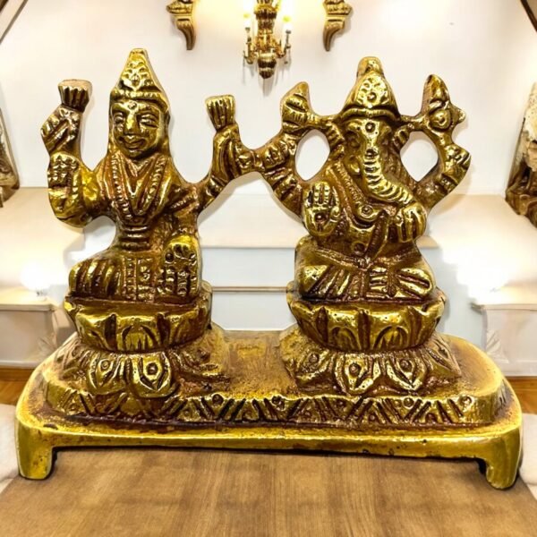COPRASIA Brass Ganesh Laxmi Idols – With Pawti - Small