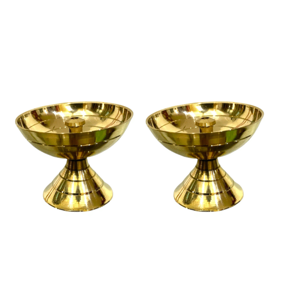 COPRASIA Brass Akhand Jyoti Diya (Pack of 2) – Long-Lasting Flame Diya for Puja & Spiritual Decor - Image 3