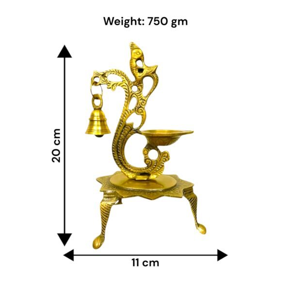 COPRASIA Handcrafted Peacock Brass Diya – Traditional Indian Oil Lamp for Puja & Home Decor - Image 6