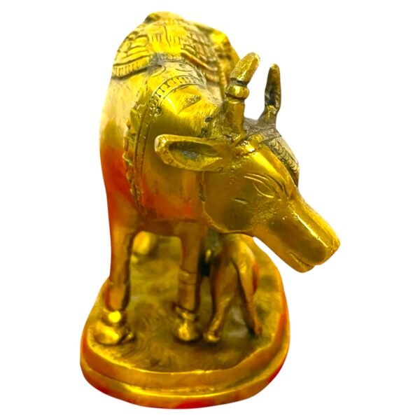 COPRASIA Brass Kamadhenu Mata Idol (15 cm) – Sacred Cow with Calf Statue for Puja, Vastu & Home Decor - Image 6