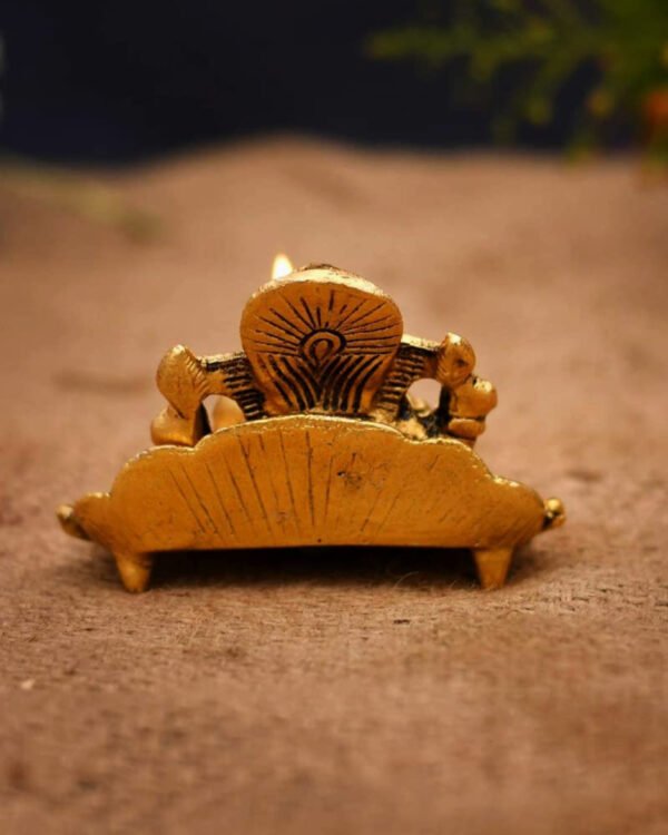 COPRASIA Ganesh Leaf Diya – Traditional Oil Lamp with Lord Ganesha Idol for Puja & Festive Decor - Image 3