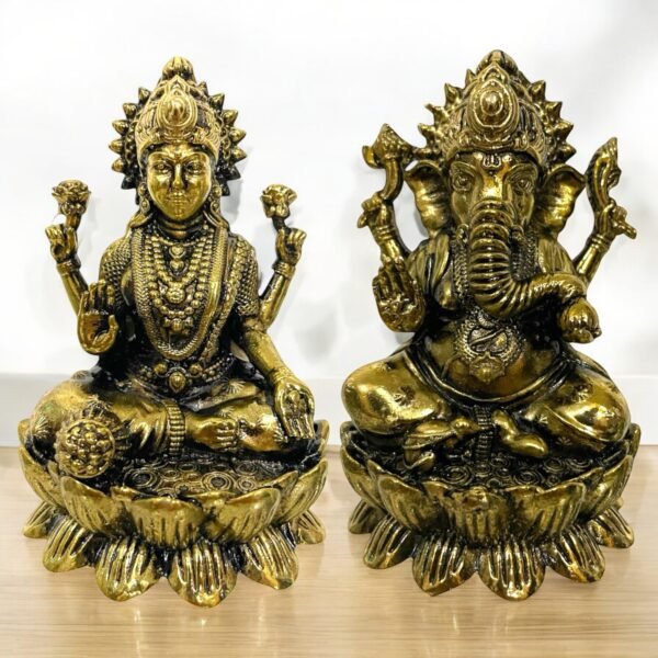 COPRASIA Brass Ganesh Laxmi Idols – Antique Superfine