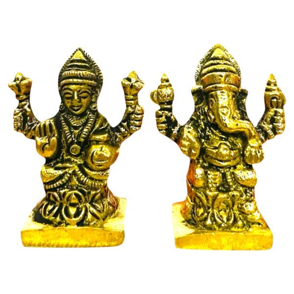 COPRASIA Brass Ganesh Laxmi Idols – Small - Image 2
