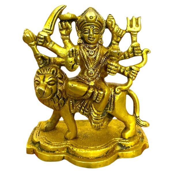 COPRASIA 4-Inch Brass Mata Durga Idol – Handcrafted Hindu Goddess Statue for Puja, Navratri & Home Temple - Image 2