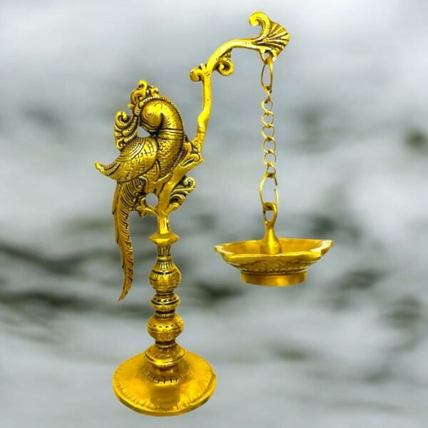 COPRASIA Brass Bird Hanging Diya – Traditional Wall Hanging Oil Lamp for Puja & Decor - Image 4