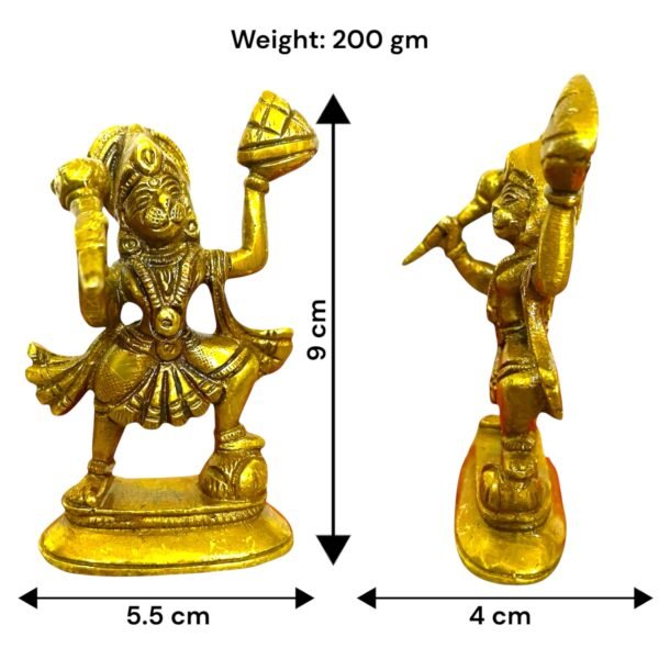 COPRASIA Brass Lord Hanuman Idol with Sanjeevani – Handcrafted Bajrangbali Statue for Puja & Home Temple - Image 6