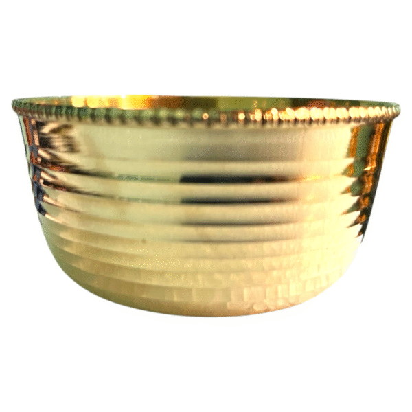 COPRASIA Handcrafted Brass Dining Bowl – Traditional Indian Serving Bowl for Kitchen & Tableware || Peetal ki Katori (Lining) - Image 3