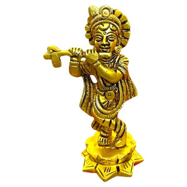 COPRASIA Brass Krishna Idol – Handcrafted Lord Krishna Statue for Puja & Home Decor - Image 2