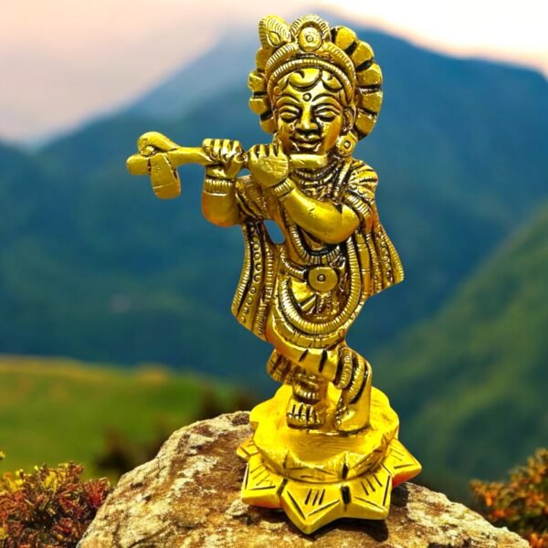 COPRASIA Brass Krishna Idol – Handcrafted Lord Krishna Statue for Puja & Home Decor